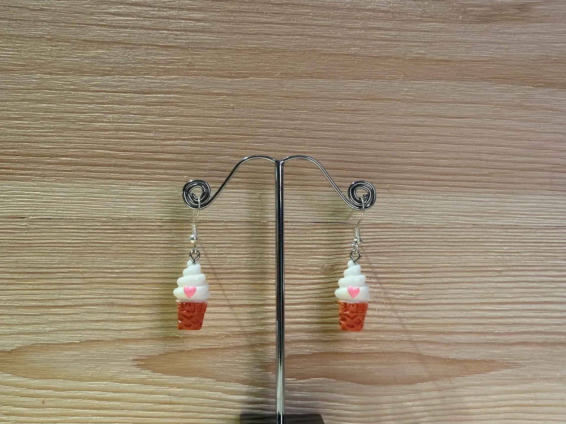 Boucle d'oreilles argentées glace avec cœur au choix en acier inoxydable (Coeur rose)