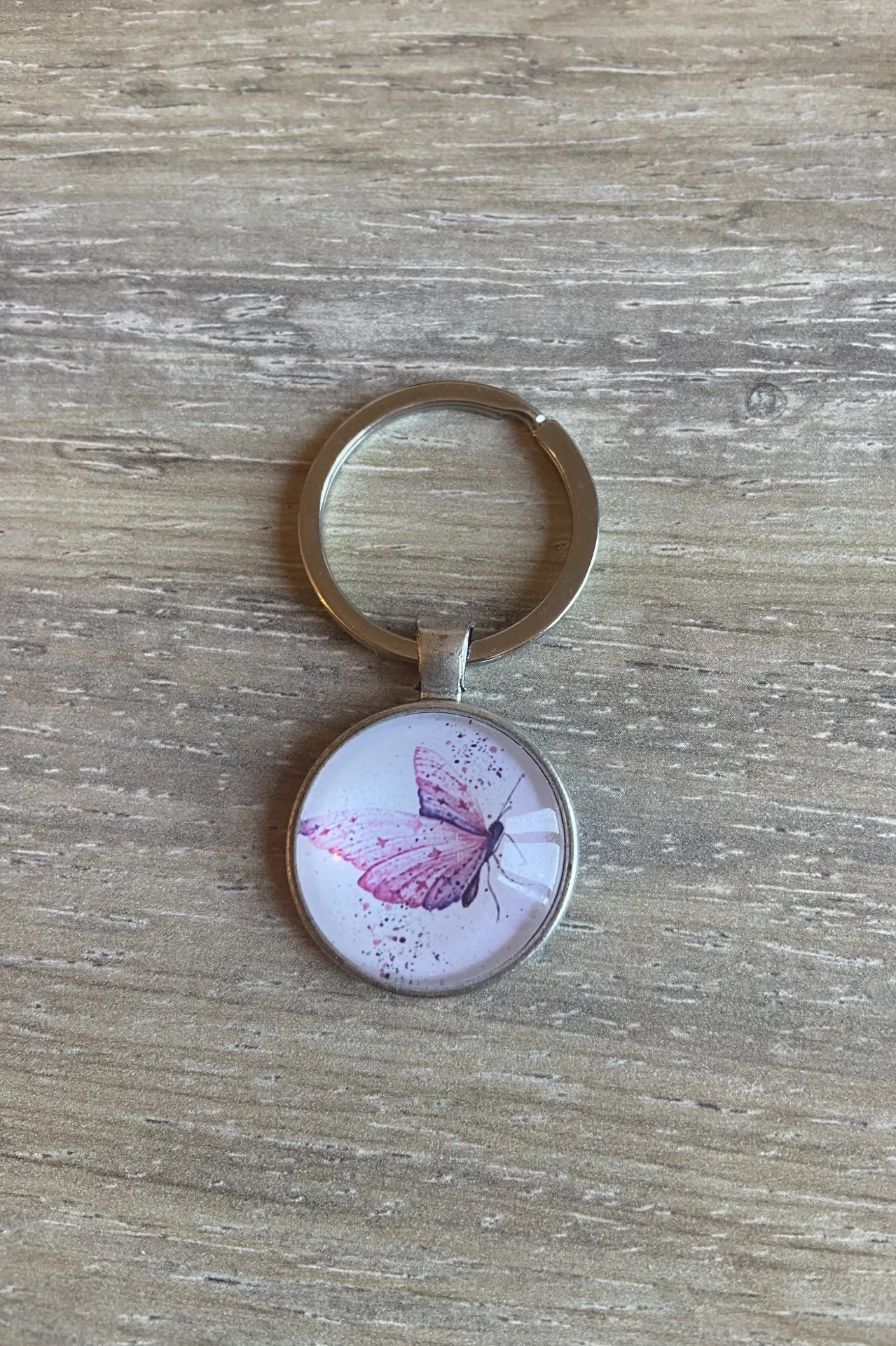 Porte-clé papillon rose