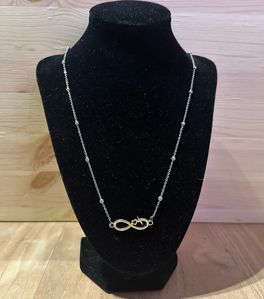 Collier infini argenté en acier inoxydable taille 50cm