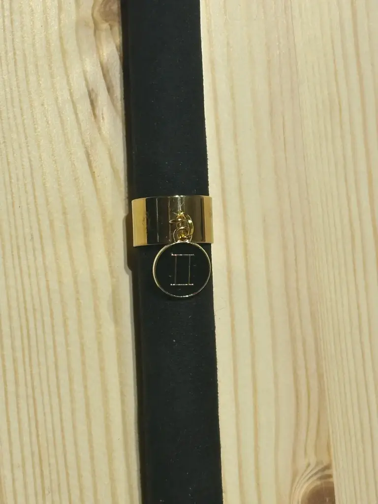 Bague dorée personnalisable signe astrologique avec fond noir en acier inoxydable (Bélier)