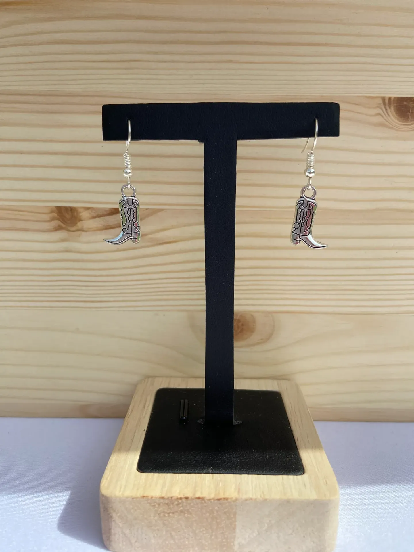 Boucles d'oreilles argentée bottes en acier inoxydable