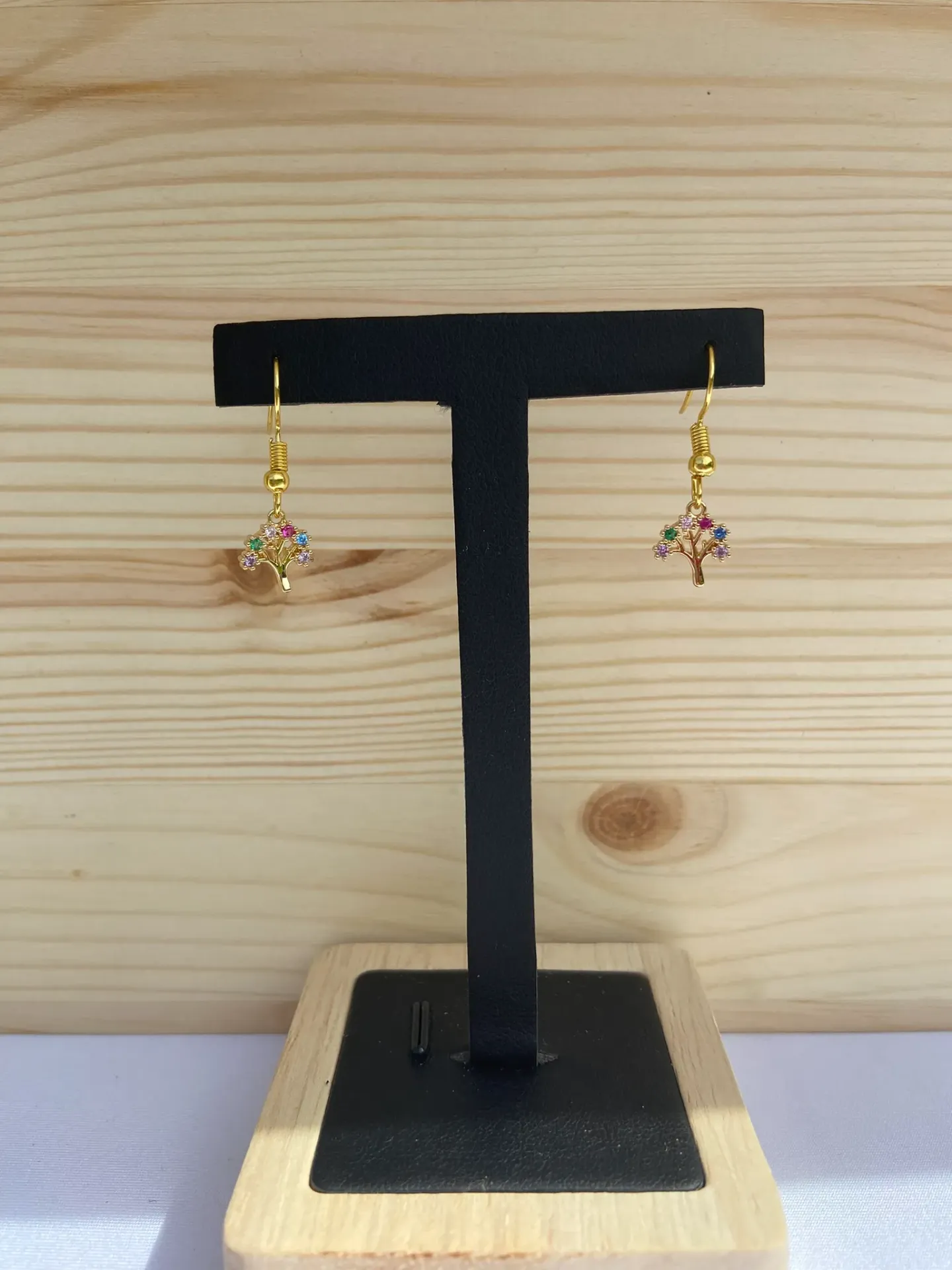 Boucles d'oreilles dorées petit arbre en acier inoxydable