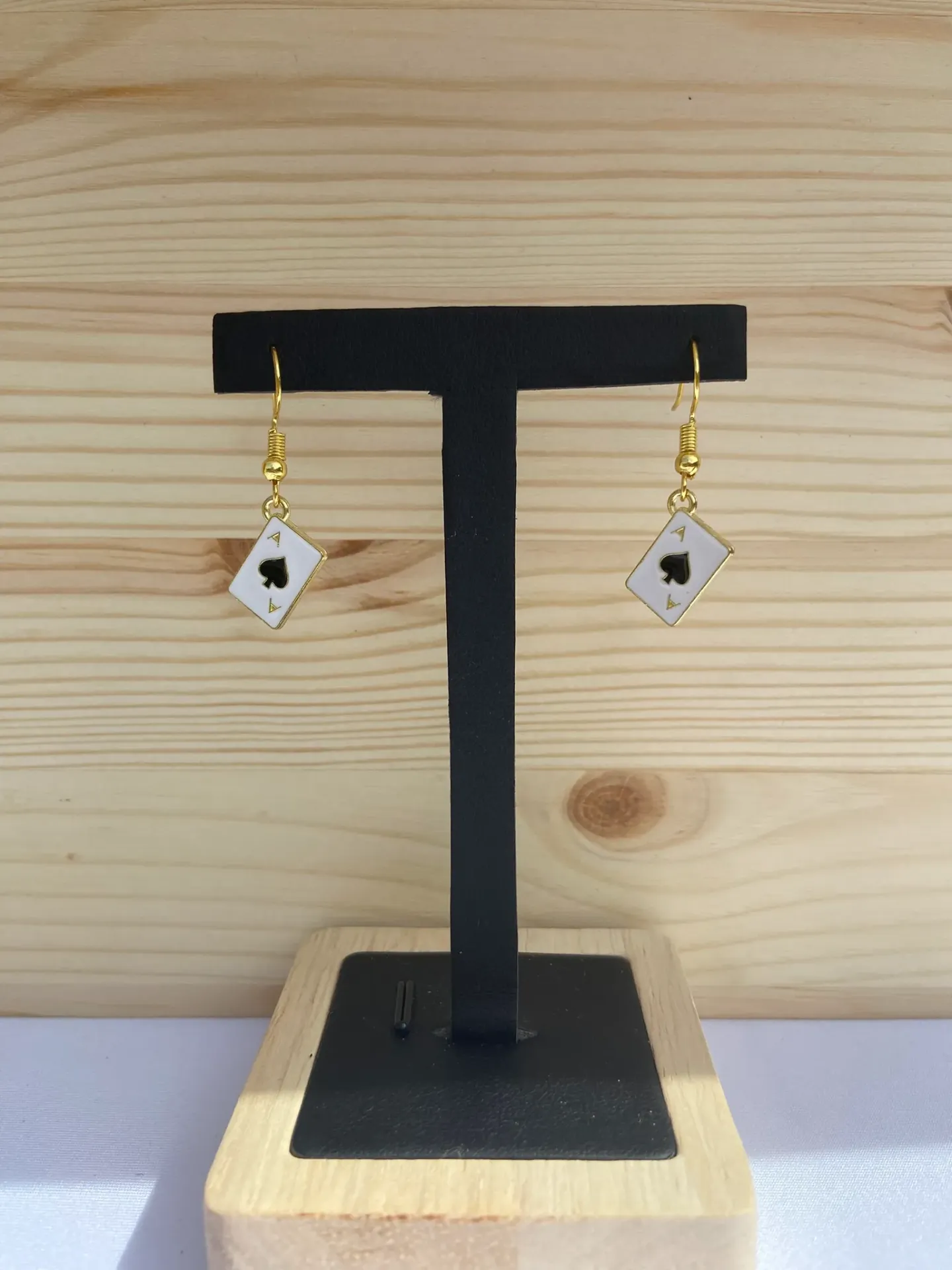 Boucles d'oreilles dorée carte de jeux au choix en acier inoxydable