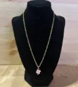 Collier doré avec trèfle vert ou rose en acier inoxydable taille 45cm