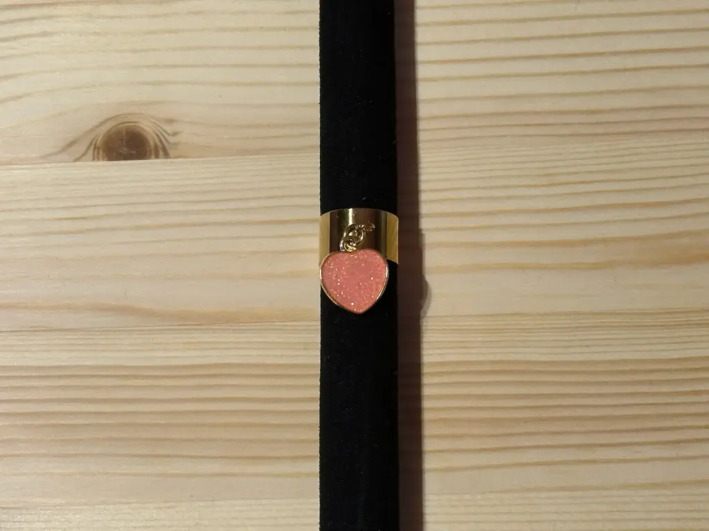 Bague dorée cœur rose en acier inoxydable