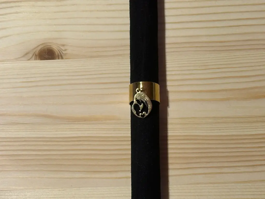 Bague dorée maman avec bébé en acier inoxydable