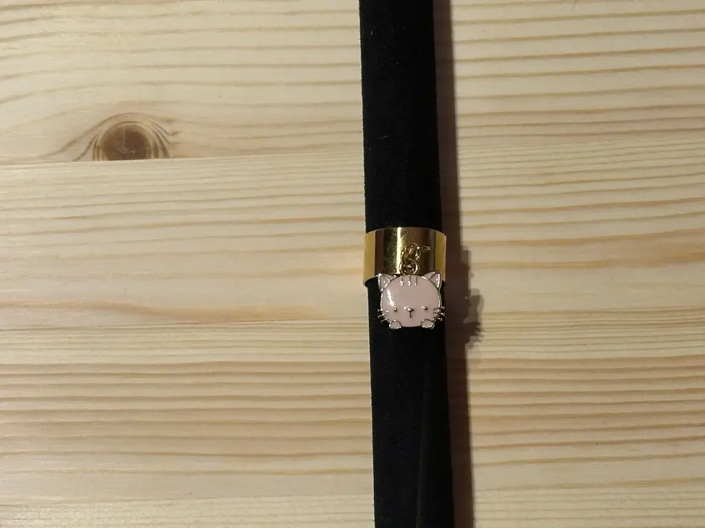 Bague dorée chat en acier inoxydable (Blanc)