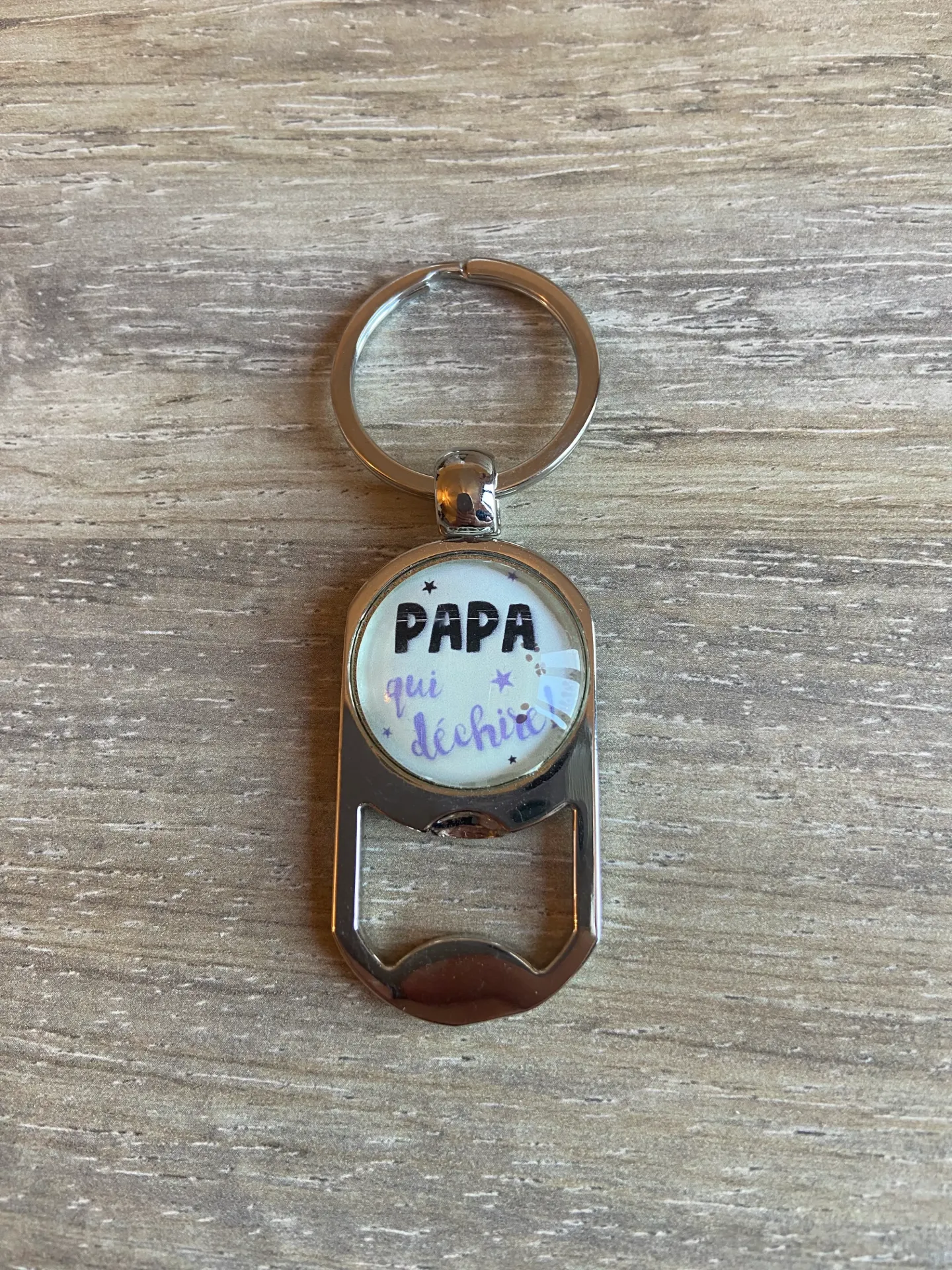 Porte-clé décapsuleur "papa qui déchire"