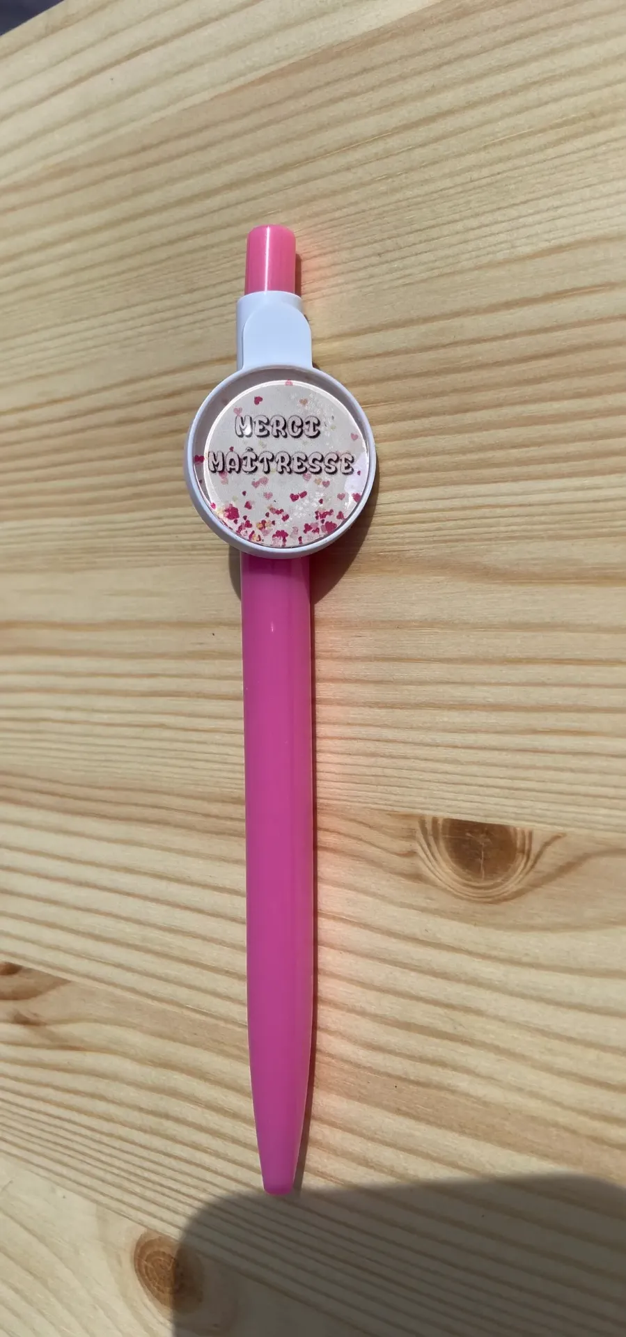 Stylo rose "merci maitresse"