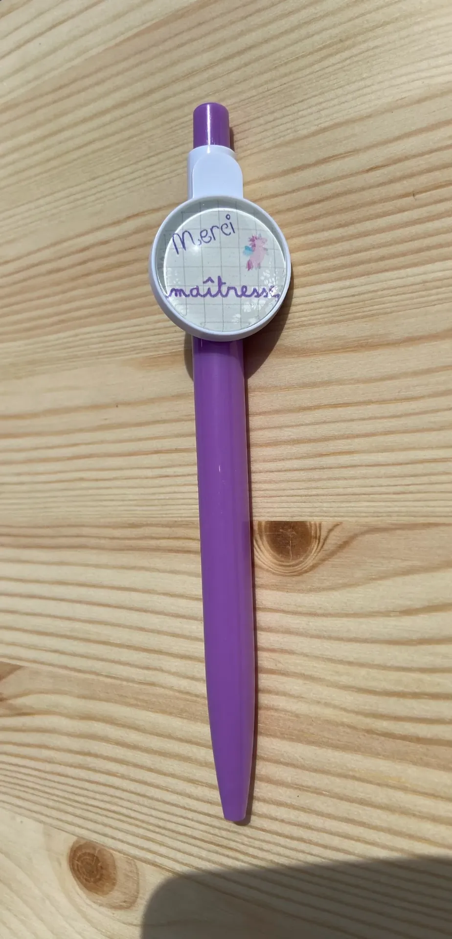 Stylo violet "merci maitresse"