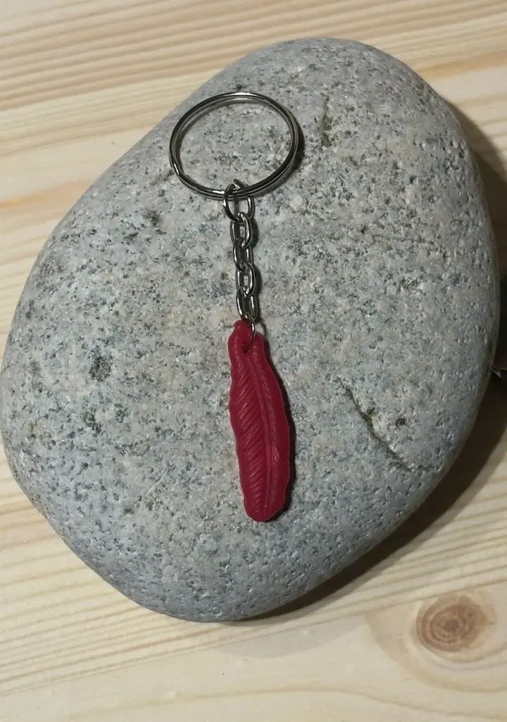 Porte-clé plume rose