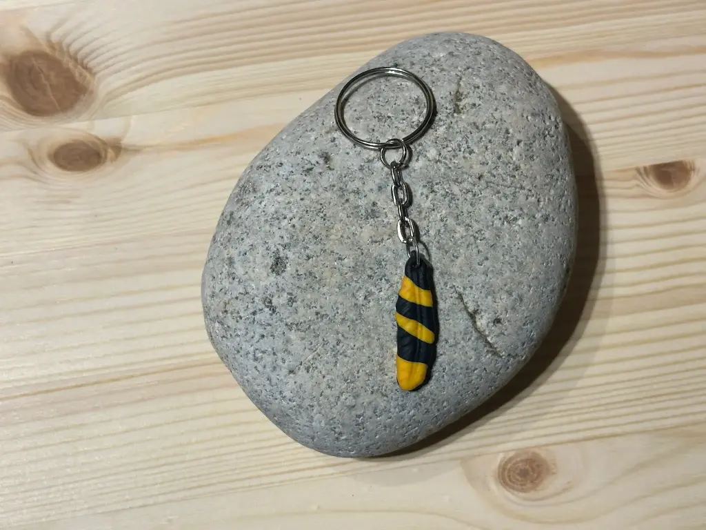 Porte-clé plume noire et jaune