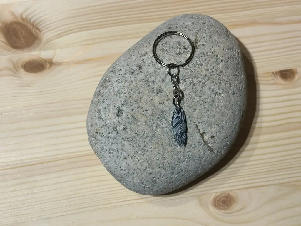 Porte-clé petite plume noire et blanche