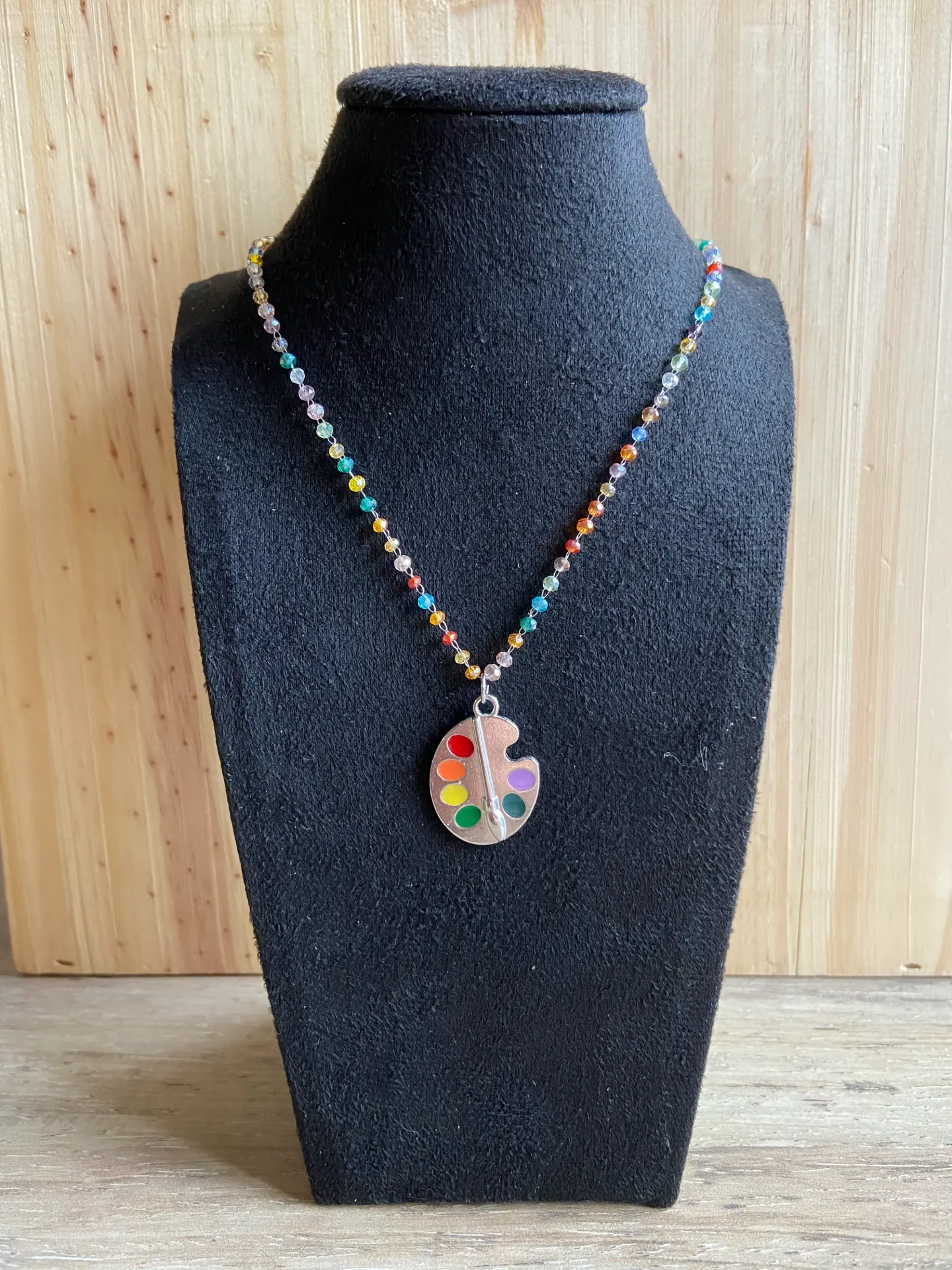 Collier argenté palette de peinture en acier inoxydable