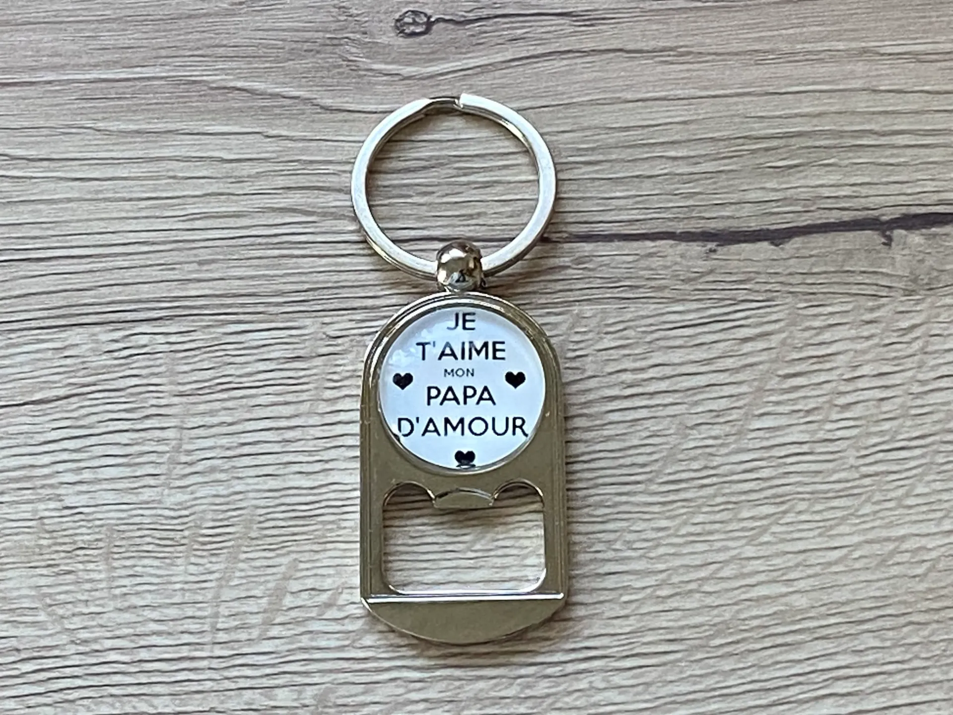 Porte-clé décapsuleur "je t'aime mon papa d'amour"