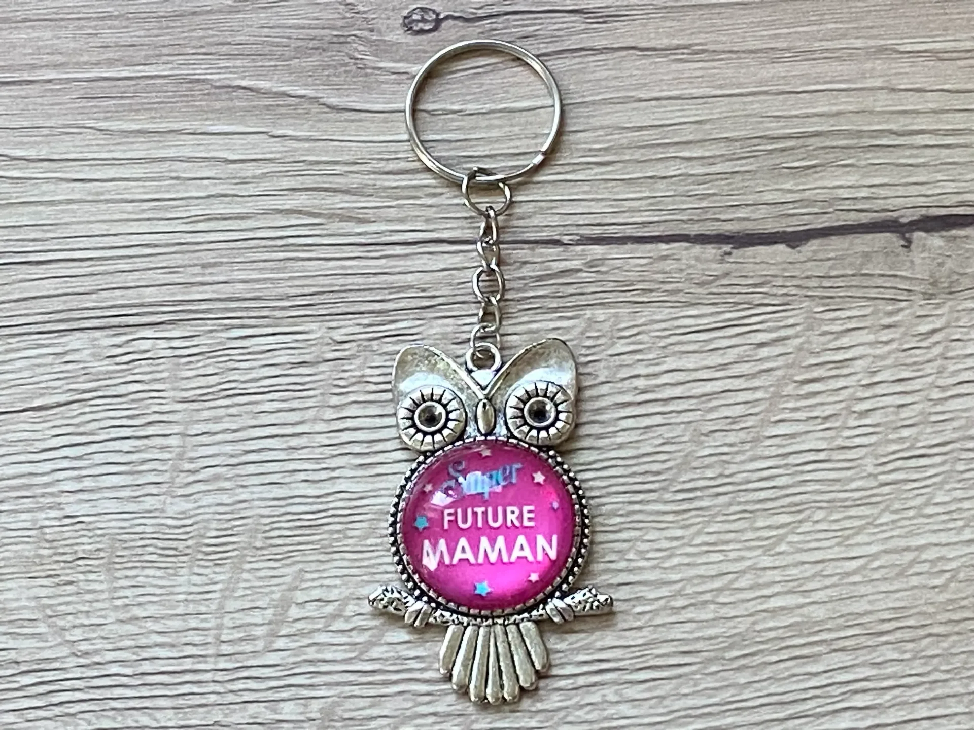 Porte-clé hibou "super future maman"