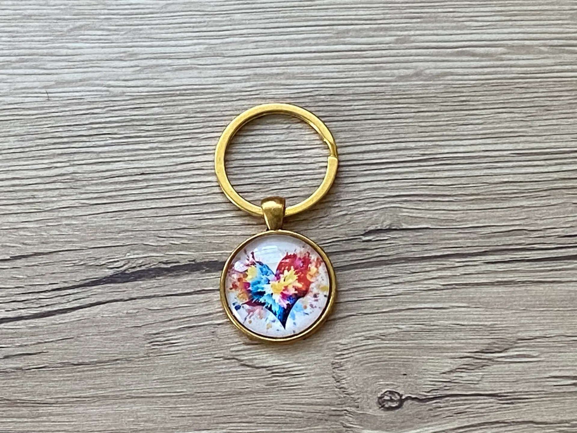 Porte-clé doré coeur