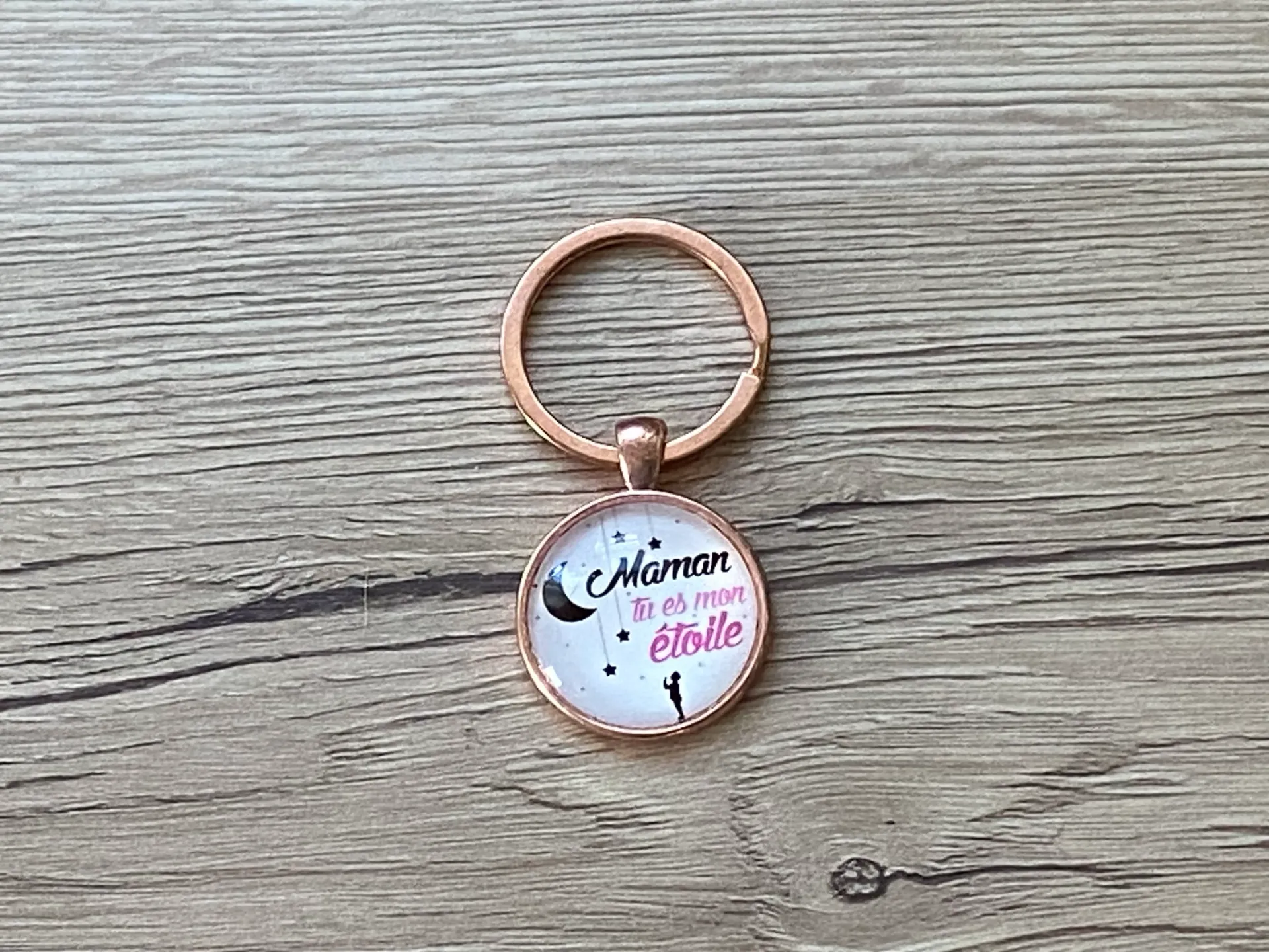 Porte-clé or rose "maman tu es mon étoile"