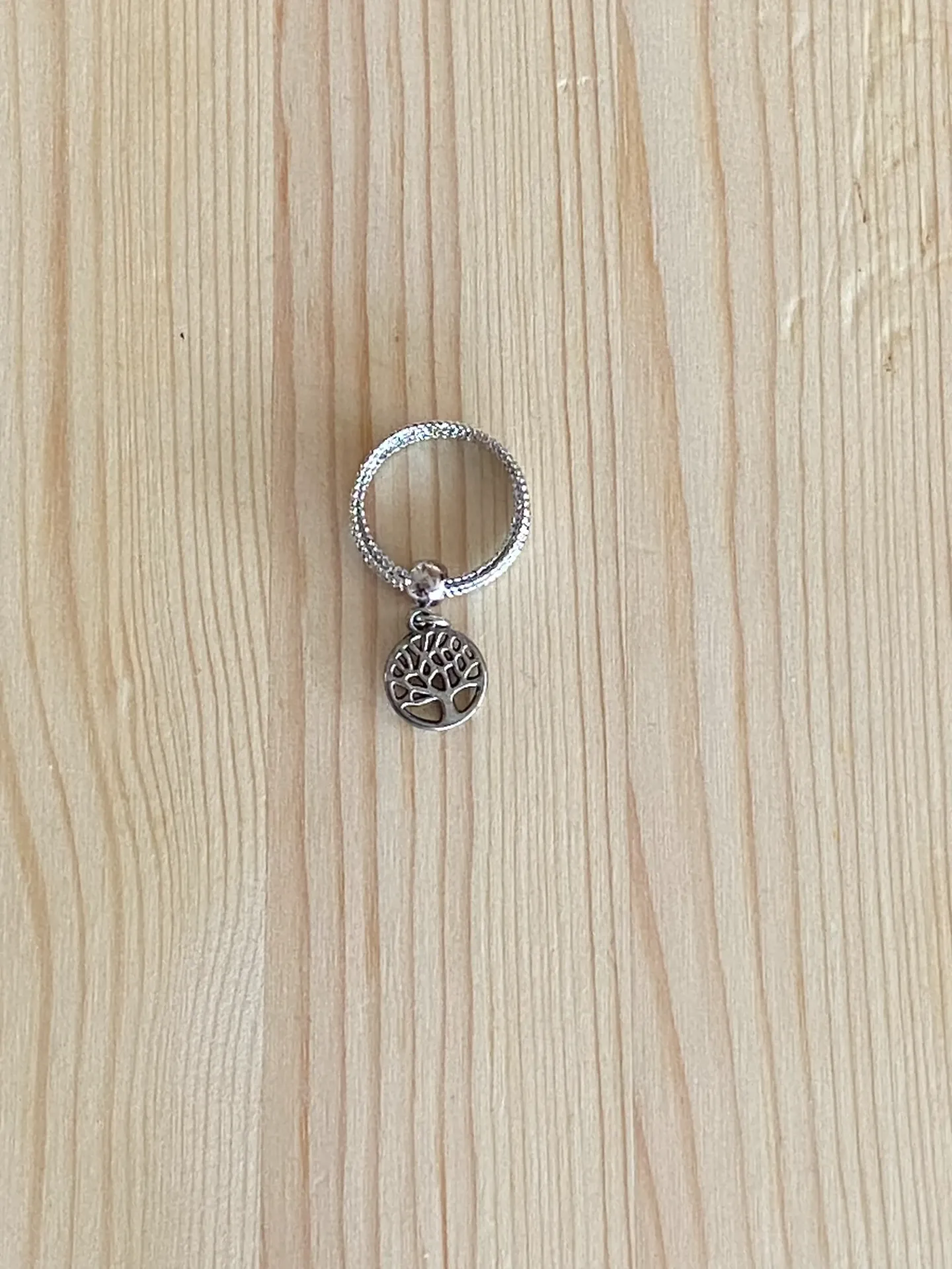 Bague argentée arbre en acier inoxydable