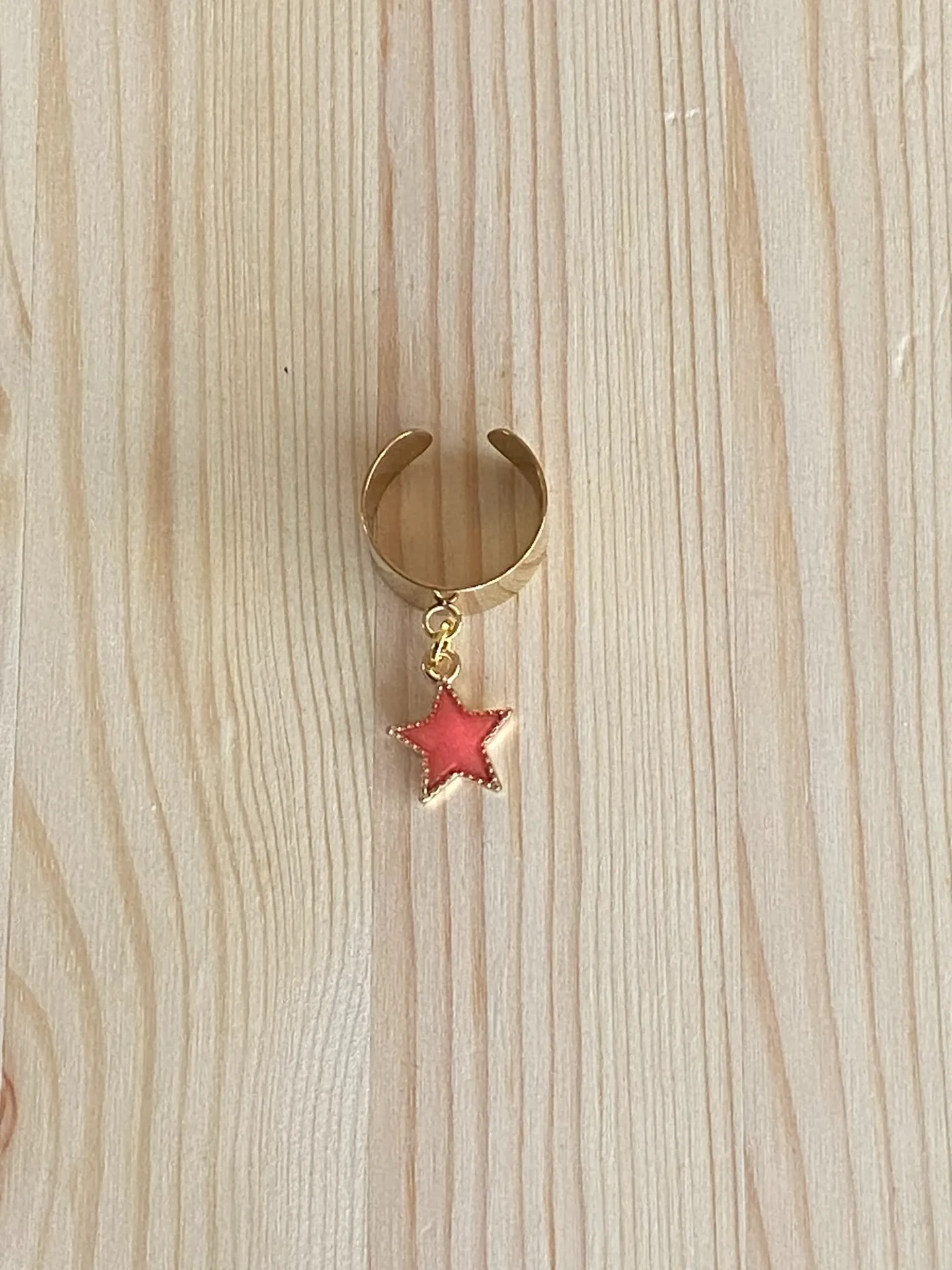 Bague dorée réglable étoile en acier inoxydable