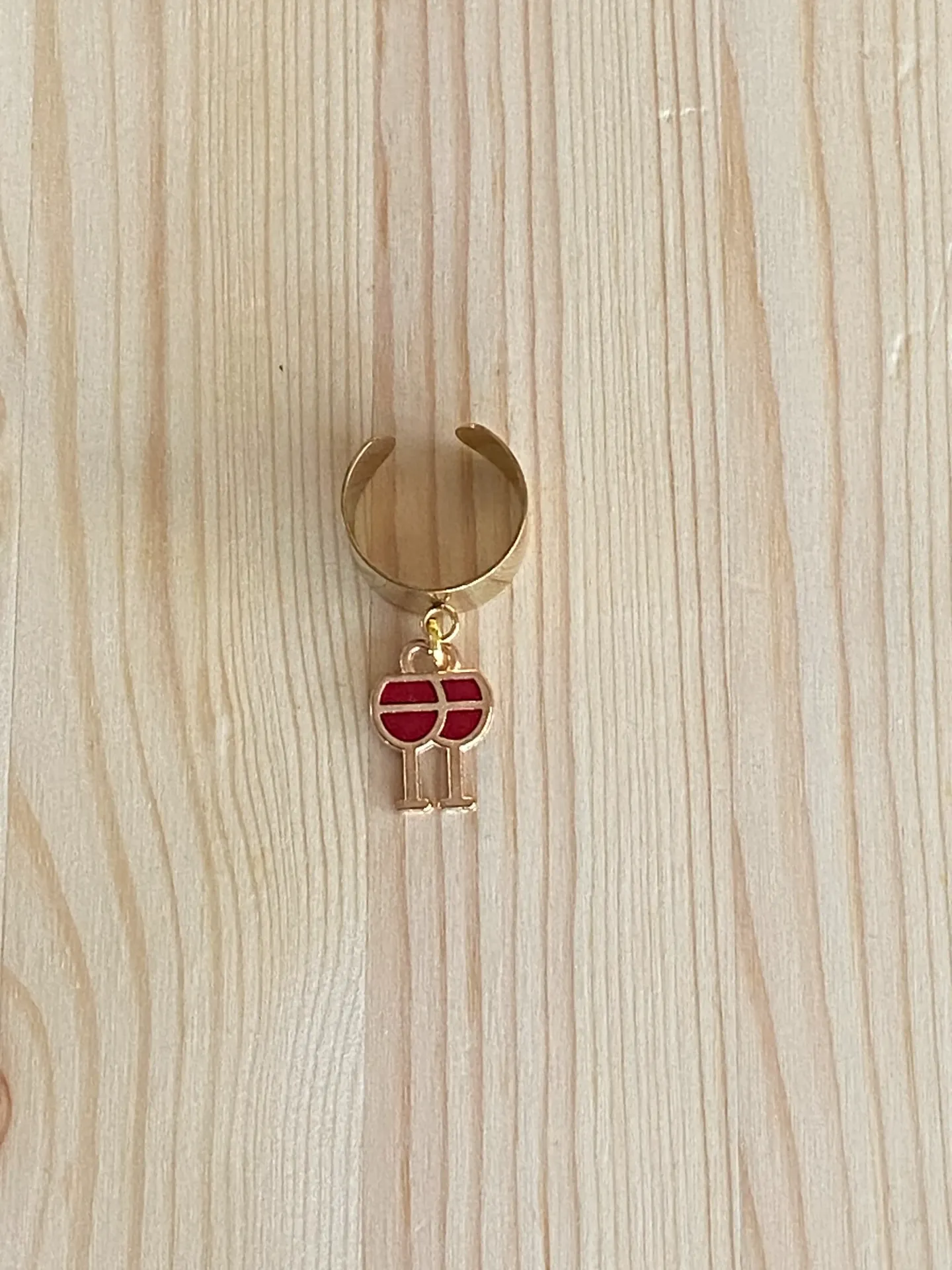 Bague dorée réglable verre en acier inoxydable