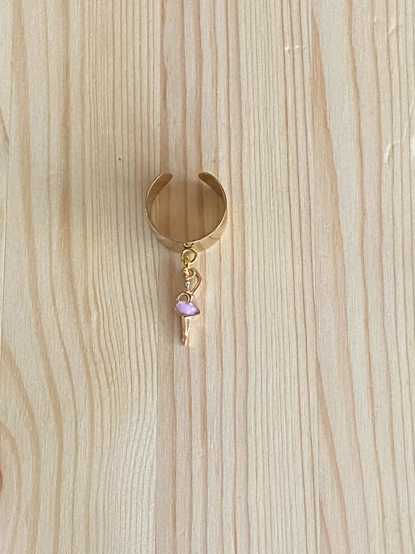 Bague dorée réglable danseuse en acier inoxydable