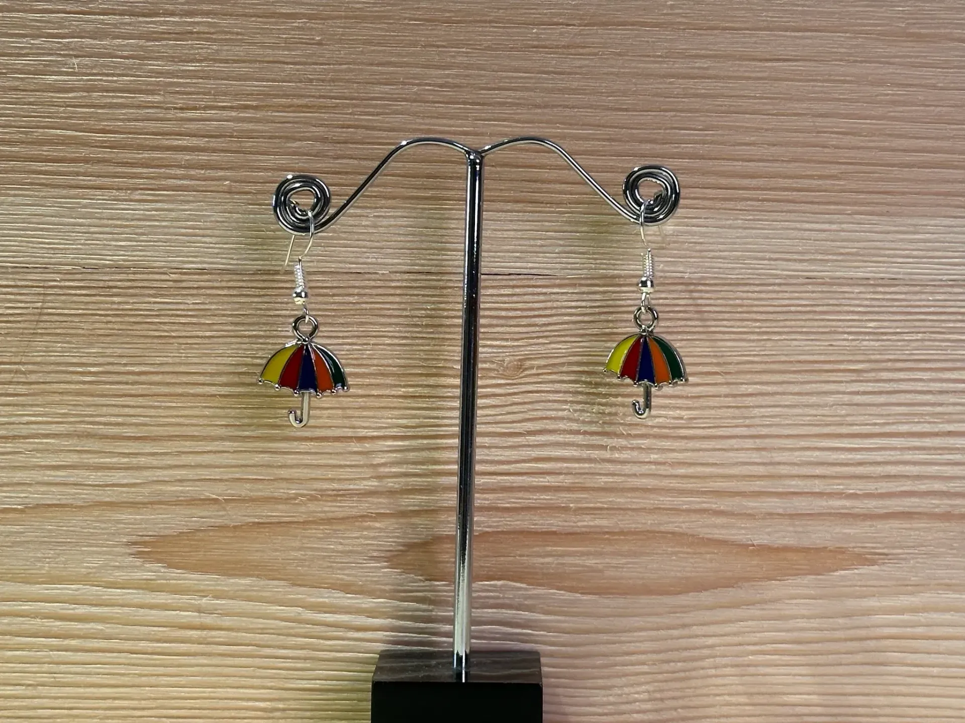 Boucle d'oreille parapluie multicolore en acier inoxydable