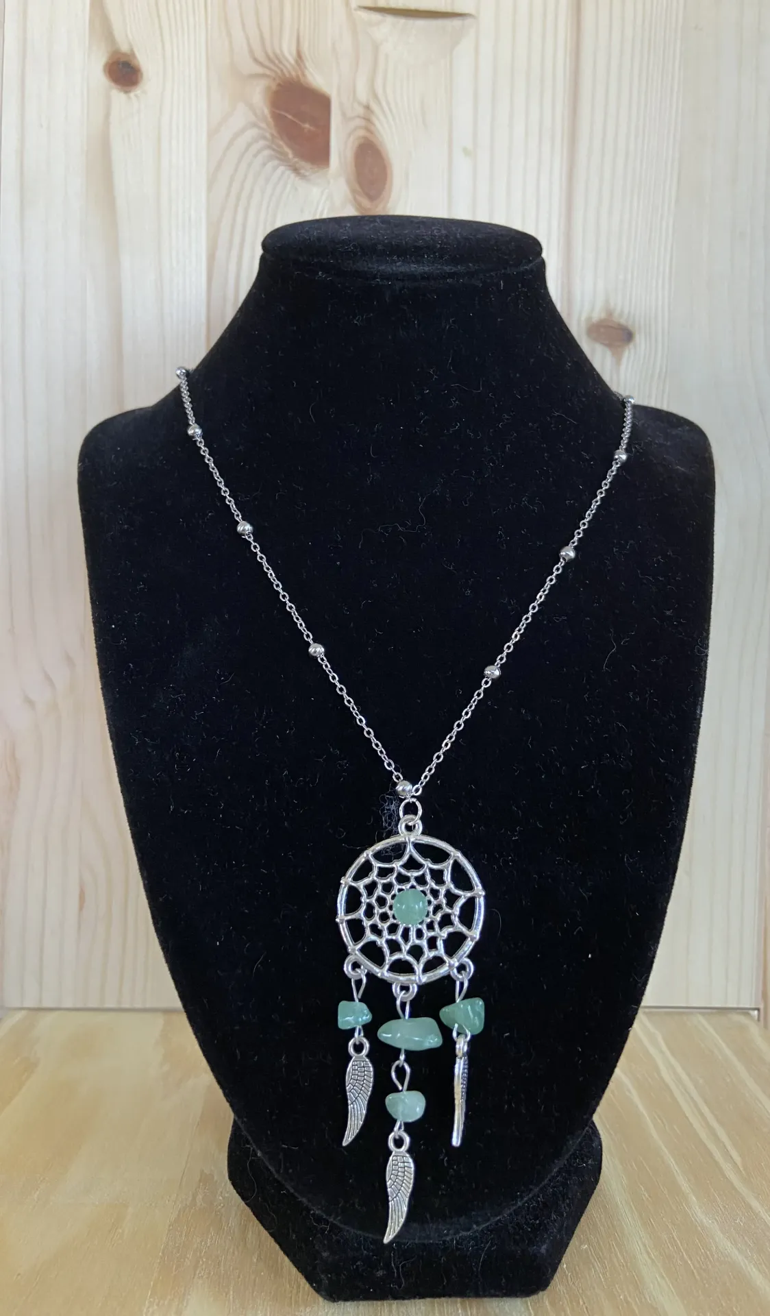 Collier argenté avec pendentif attrape-rêve en acier inoxydable taille 60cm